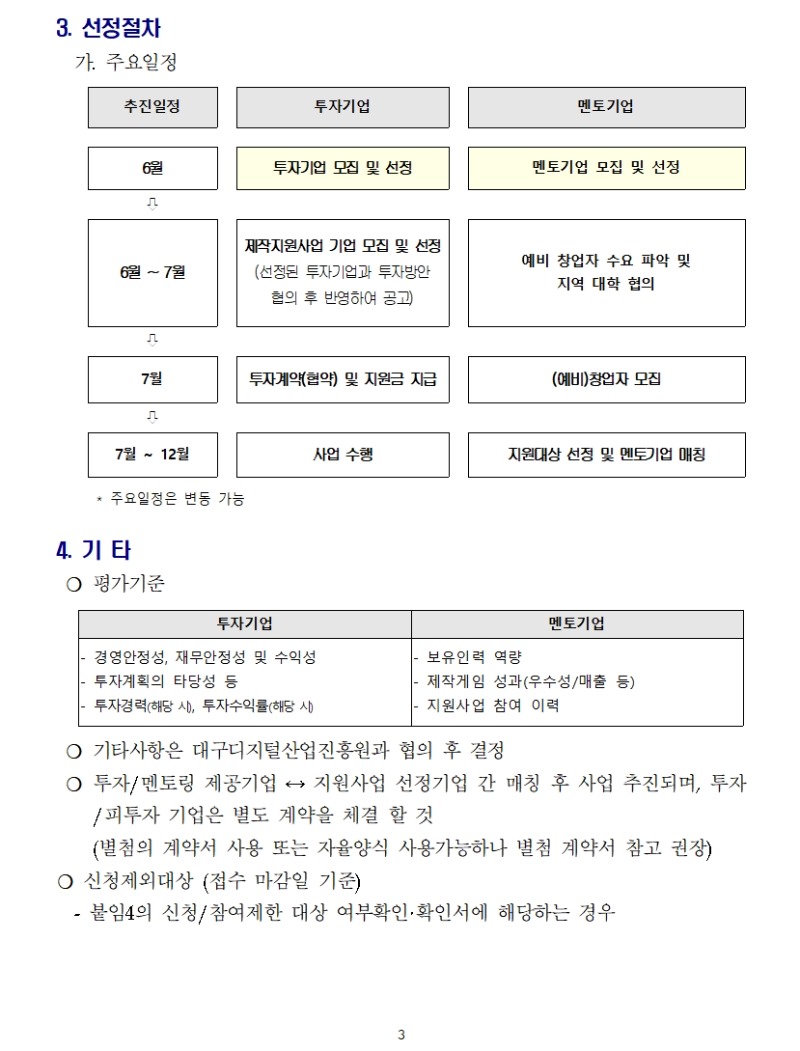 게임콘텐츠 제작 지원사업 연계 투자·멘토링 기업 모집 안내